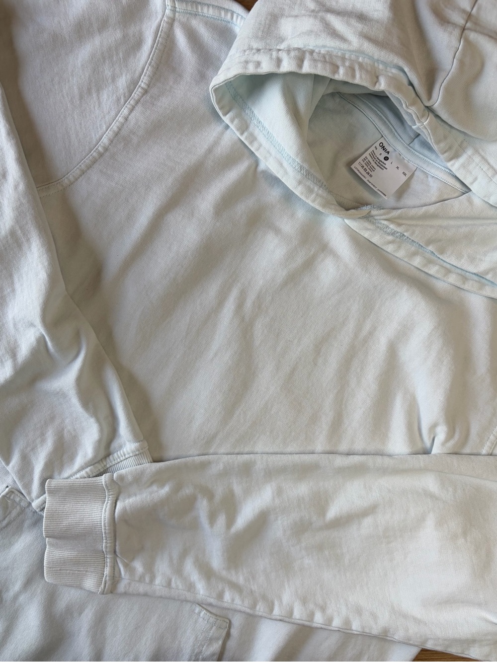 ONIA Light Ice Blue French Terry Cotton Pullover Hoodie Sweatshirt Size Medium